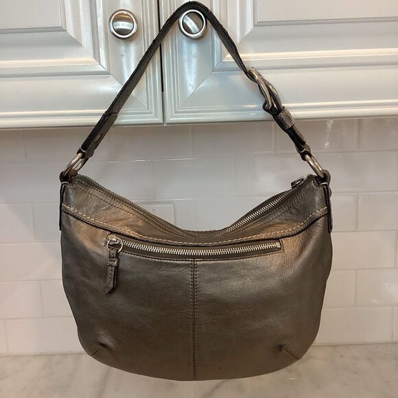 Coach Soho Hobo Pleated Graphite Metallic Leather Shoulder Bag - Picture 15 of 15